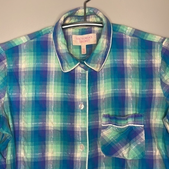 VICTORIA’S SECRET | Women’s Flannel Pattern Button Down Pajama Top Size SP - Picture 4 of 6